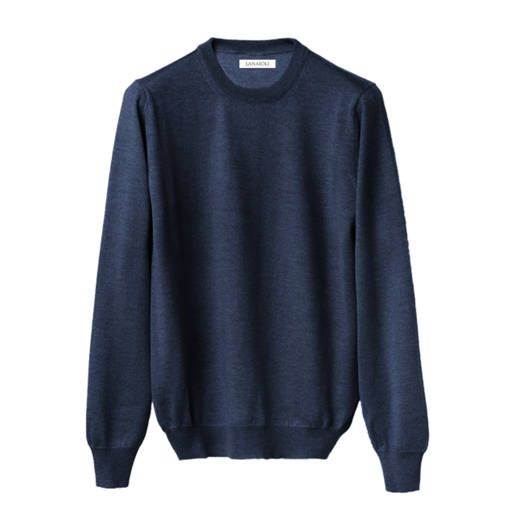Maglia Uomo in misto Cashmere, Seta e Lana Merino Extrafine Girocollo-1
