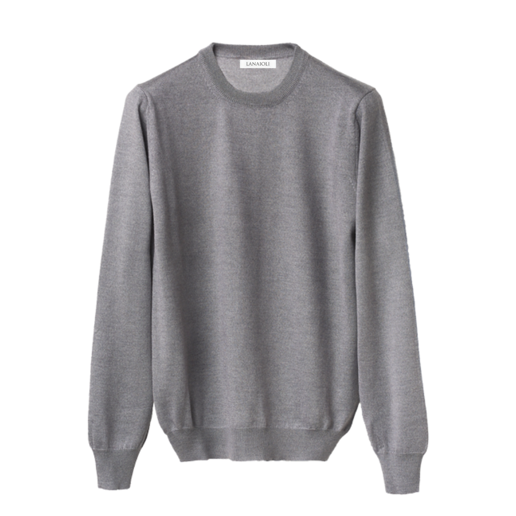 Maglia Uomo in misto Cashmere, Seta e Lana Merino Extrafine Girocollo-4