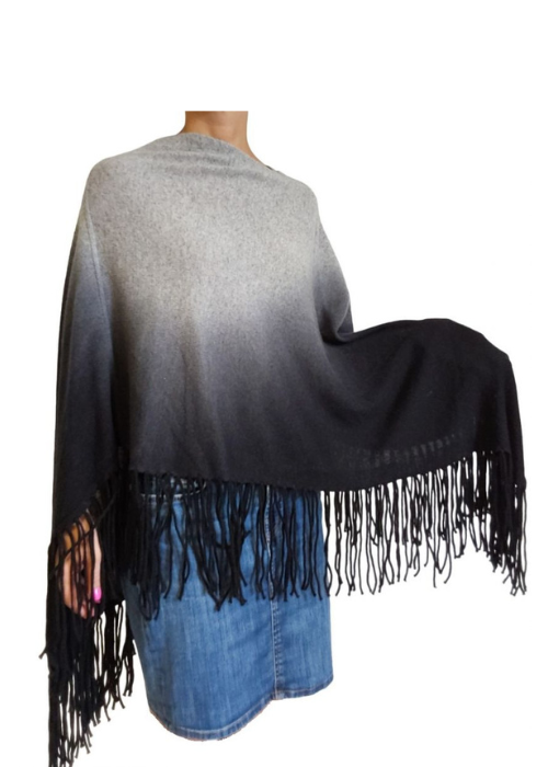 Mantella Donna Frange Cashmere Rigenerato-1