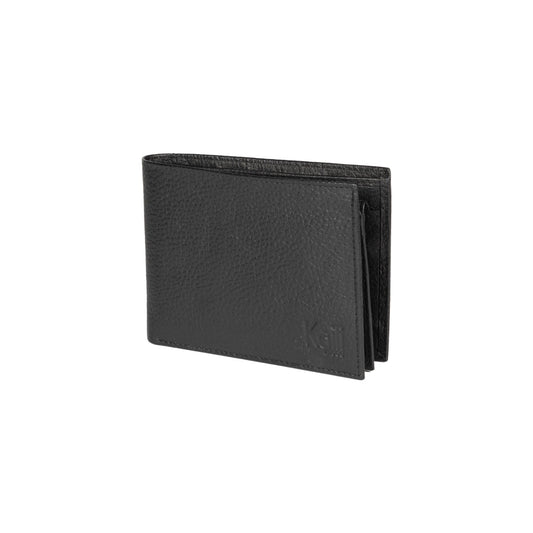 K10304AB | Portafogli Uomo in Vera Pelle pieno fiore, grana dollaro. Colore Nero. Tasca p/monete. Dimensioni da chiuso: cm 12,5 x 9,3 x 1. Confezione: Gift Box rigido fondo/coperchio-0