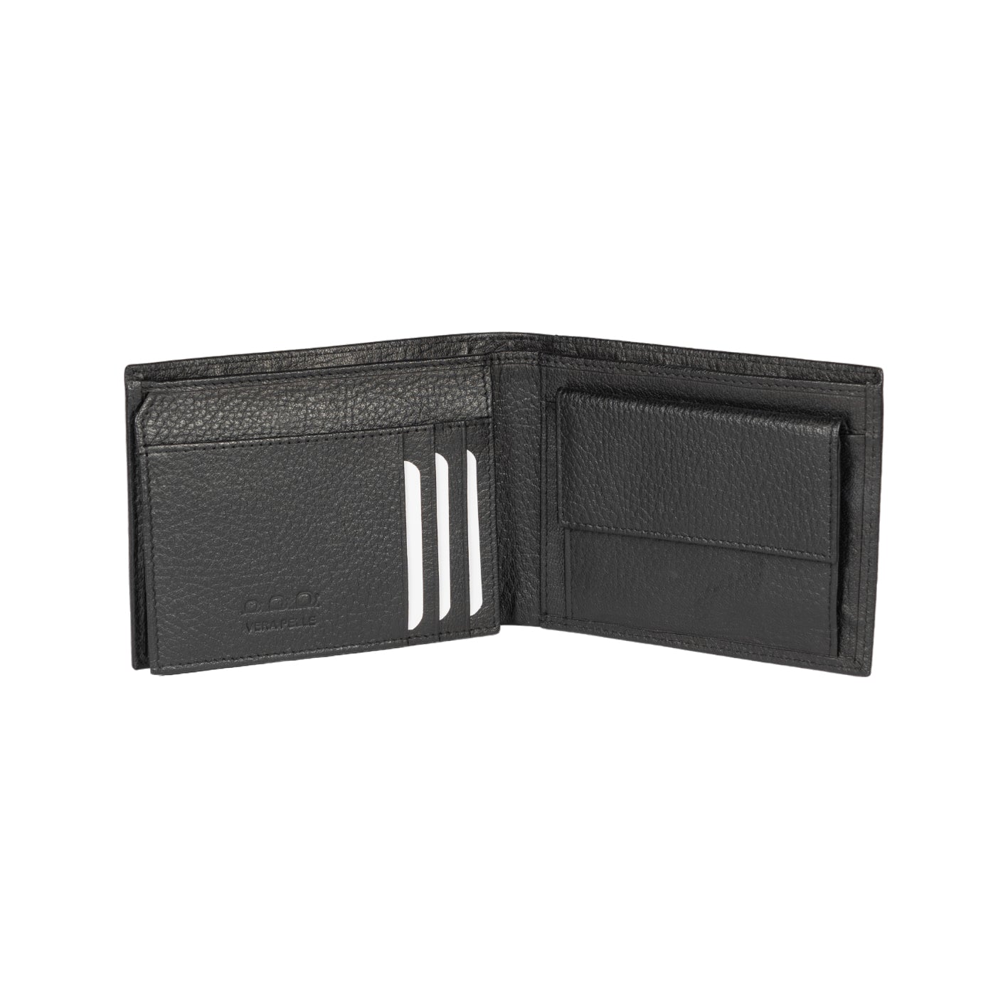 K10304AB | Portafogli Uomo in Vera Pelle pieno fiore, grana dollaro. Colore Nero. Tasca p/monete. Dimensioni da chiuso: cm 12,5 x 9,3 x 1. Confezione: Gift Box rigido fondo/coperchio-1
