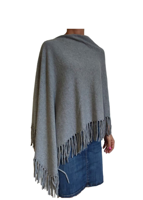 Mantella Donna Frange Cashmere Rigenerato-0